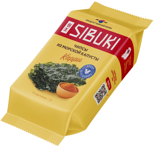 Чипсы из морской капусты, Sibuki «Карри», 5 г